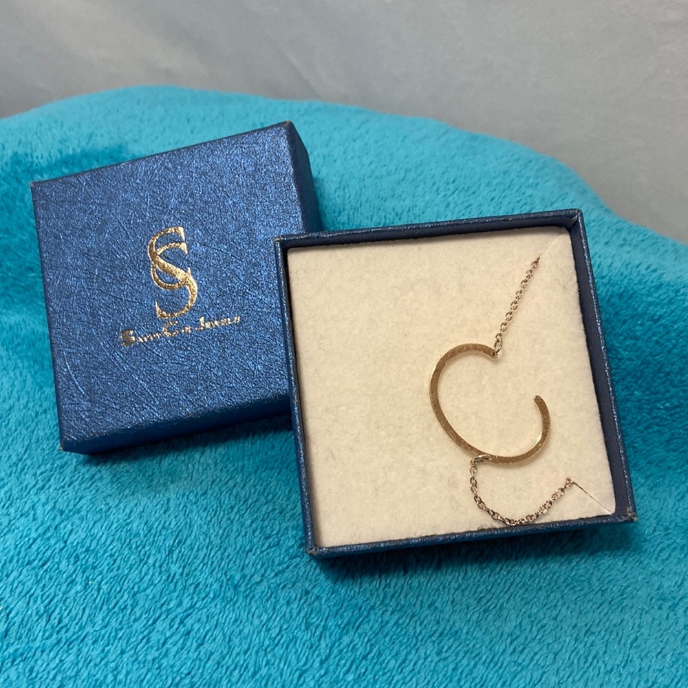 Savvy Cie Jewels Rhodium Statement Letter C